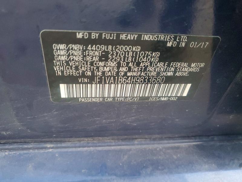 Aukcja sprzedaży 2017 Subaru Wrx, vin: JF1VA1B64H9833680, numer aukcji: 47923446