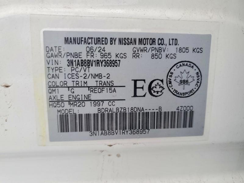 46165276 :رقم المزاد ، 3N1AB8BV1RY368957 vin ، 2024 Nissan Sentra مزاد بيع