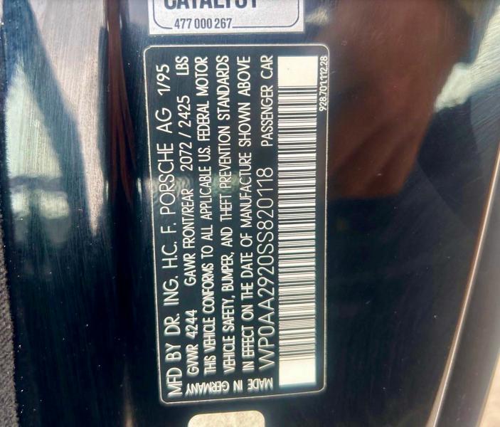 Auction sale of the 1995 Porsche 928, vin: WP0AA2920SS820118, lot number: 41884016