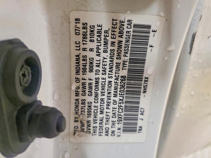 79371365 :رقم المزاد ، 19XFC2F5XJE036268 vin ، 2018 Honda Civic مزاد بيع