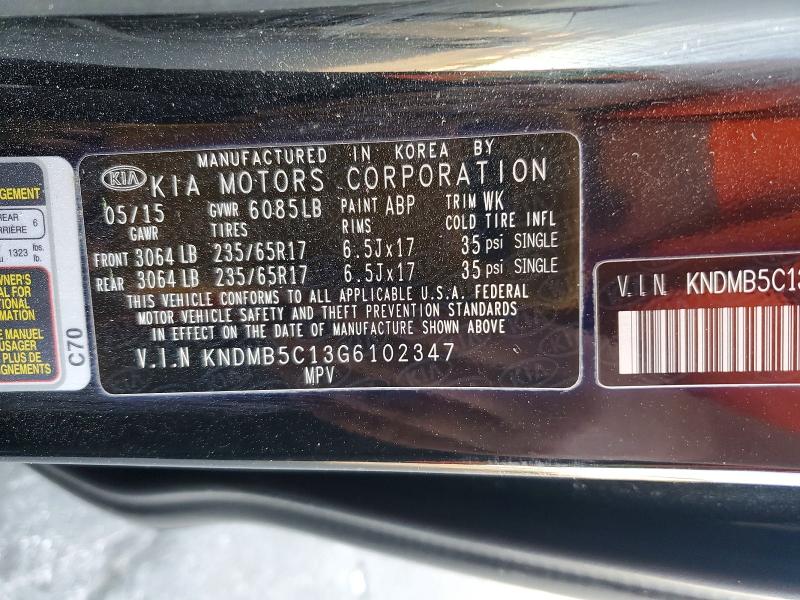 Aukcja sprzedaży 2016 Kia Sedona, vin: KNDMB5C13G6102347, numer aukcji: 45987686