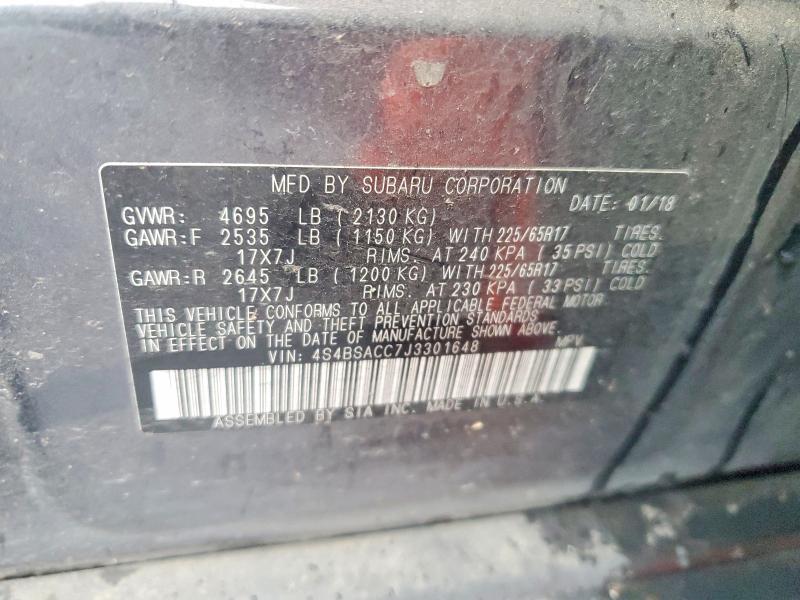 Продажа на аукционе авто 2018 Subaru Outback, vin: 4S4BSACC7J3301648, номер лота: 45805166