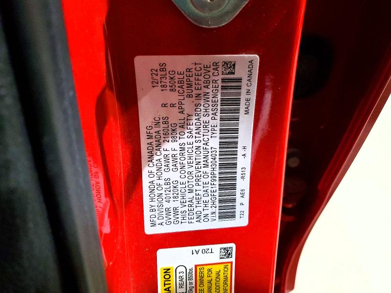 Aukcja sprzedaży 2023 Honda Civic, vin: 2HGFE1F99PH304037, numer aukcji: 45792956