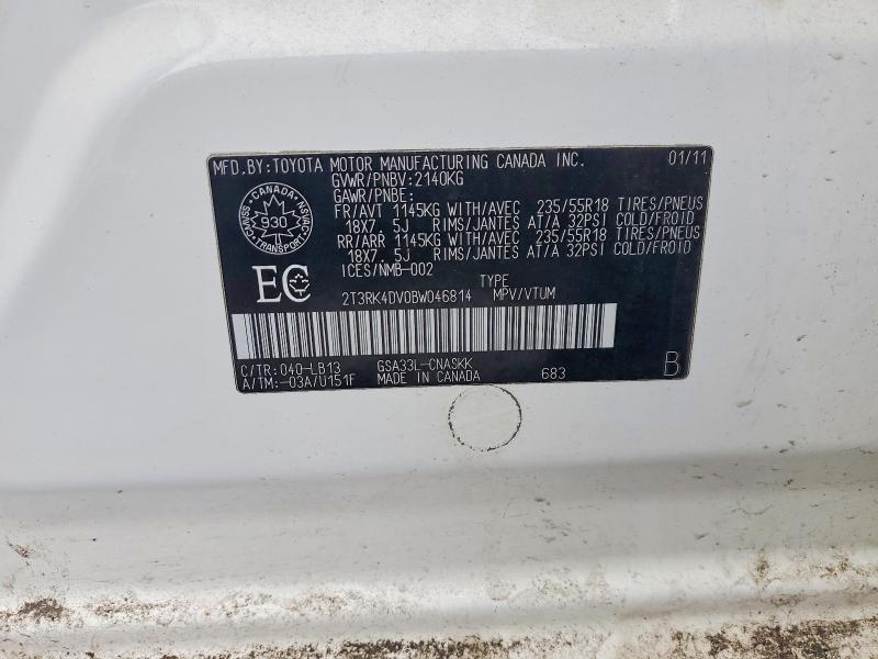 Aukcja sprzedaży 2011 Toyota Rav4, vin: 2T3RK4DV0BW046814, numer aukcji: 41734956