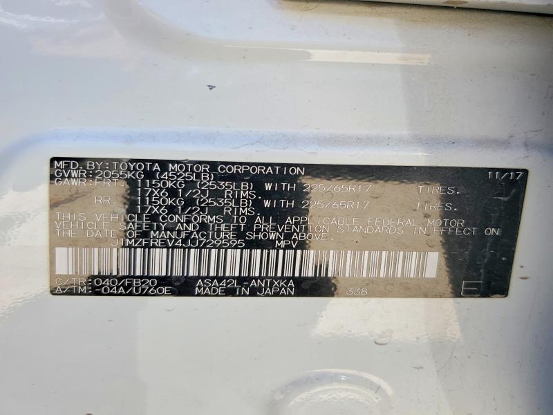 Продаж на аукціоні авто 2018 Toyota Rav4, vin: JTMZFREV4JJ729595, номер лоту: 46866926