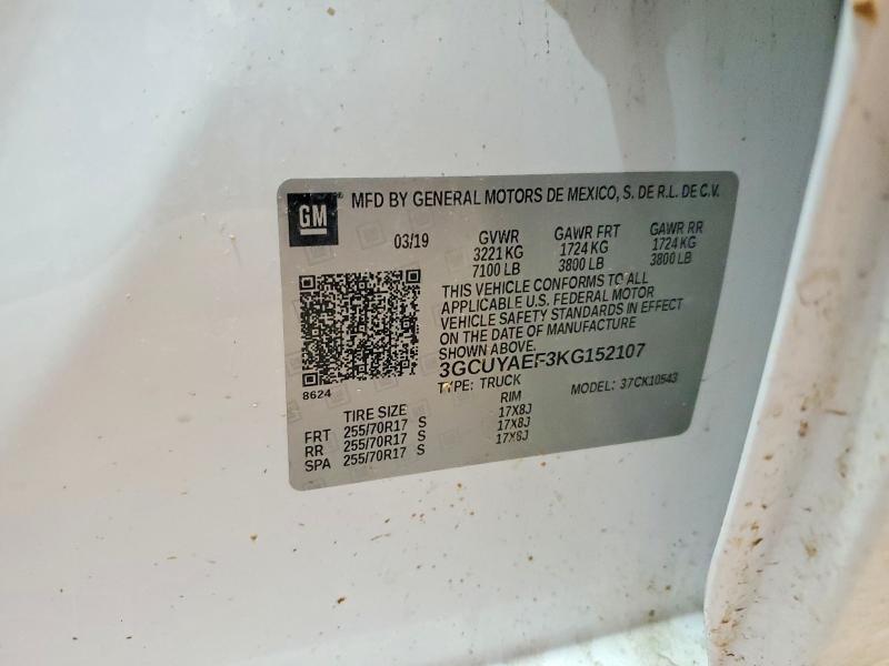 Aukcja sprzedaży 2019 Chevrolet Silverado, vin: 3GCUYAEF3KG152107, numer aukcji: 41603496