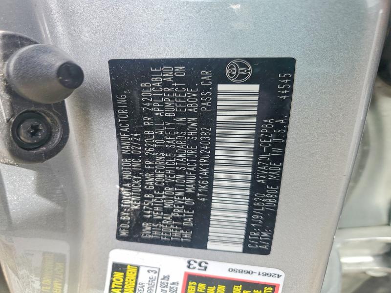 46185526 :رقم المزاد ، 4T1K61AK1RU240382 vin ، 2024 Toyota Camry مزاد بيع