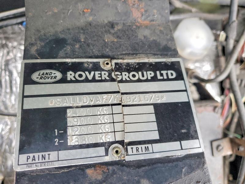 Aukcja sprzedaży 1993 Land Rover Defender, vin: SALLDVAF7KA921679, numer aukcji: 46985096