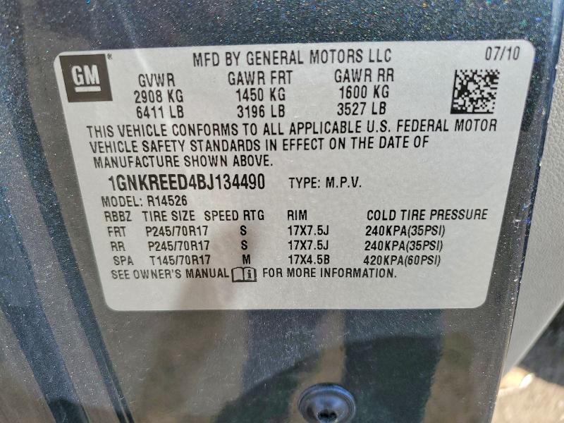 2011 Chevrolet Traverse მანქანა იყიდება აუქციონზე, vin: 1GNKREED4BJ134490, აუქციონის ნომერი: 47804266