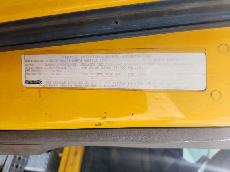 41761926 :رقم المزاد ، 3AKBGDDV4ESFZ0422 vin ، 2014 Freightliner Cascadia مزاد بيع