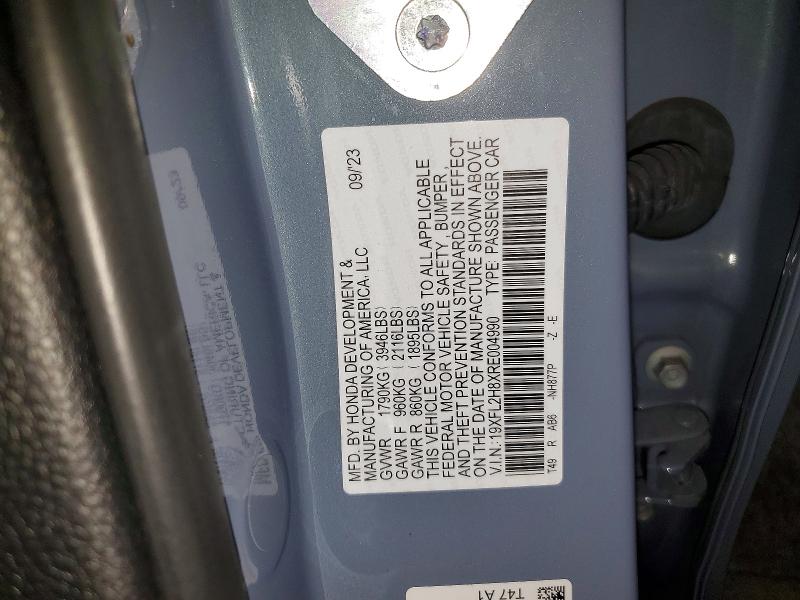 2024 Honda Civic მანქანა იყიდება აუქციონზე, vin: 19XFL2H8XRE004990, აუქციონის ნომერი: 41748746