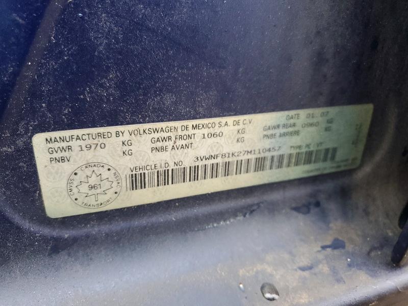 Aukcja sprzedaży 2007 Volkswagen Jetta, vin: 3VWNF81K27M110457, numer aukcji: 79800245