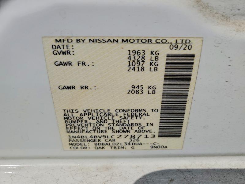 Продаж на аукціоні авто 2020 Nissan Altima, vin: 1N4BL4BV9LC278713, номер лоту: 46933166
