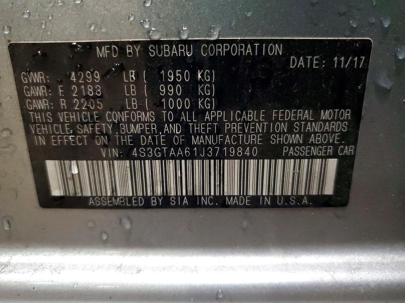 Продаж на аукціоні авто 2018 Subaru Impreza, vin: 4S3GTAA61J3719840, номер лоту: 73849365