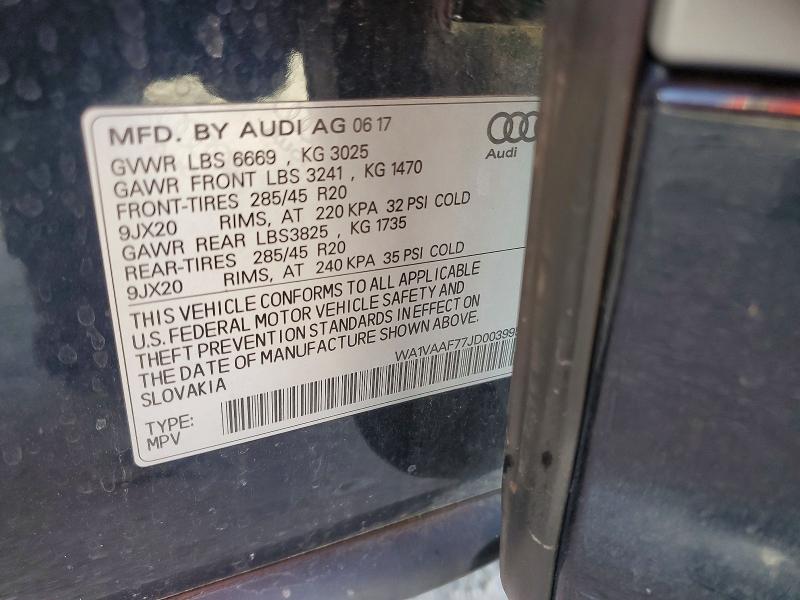 Продажа на аукционе авто 2018 Audi Q7, vin: WA1VAAF77JD003995, номер лота: 46381346