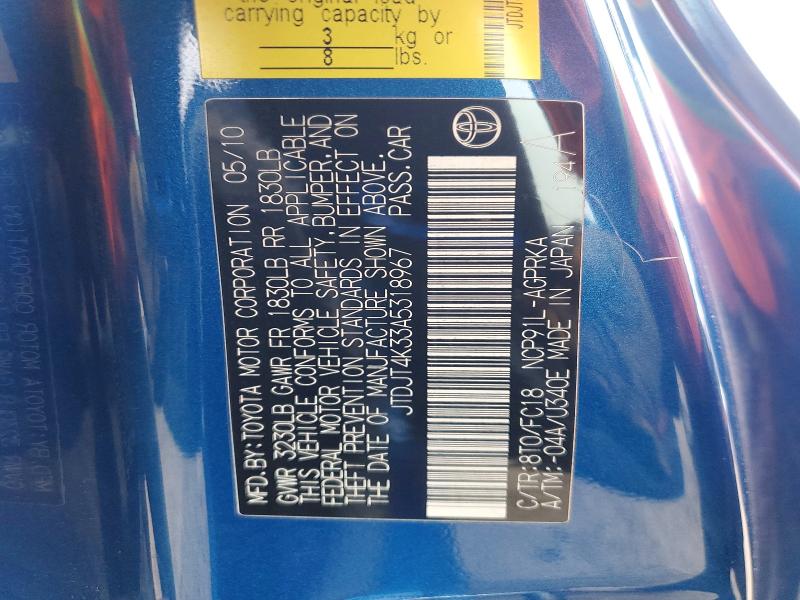 Продажа на аукционе авто 2010 Toyota Yaris, vin: JTDJT4K33A5318967, номер лота: 75750705