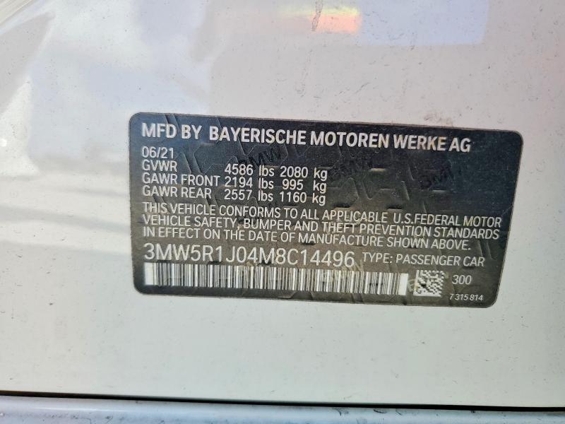 Продажа на аукционе авто 2021 Bmw 330i, vin: 3MW5R1J04M8C14496, номер лота: 45790216