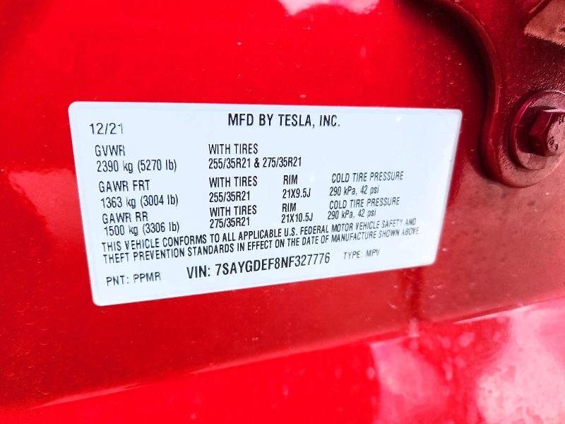 46188956 :رقم المزاد ، 7SAYGDEF8NF327776 vin ، 2022 Tesla Model Y مزاد بيع