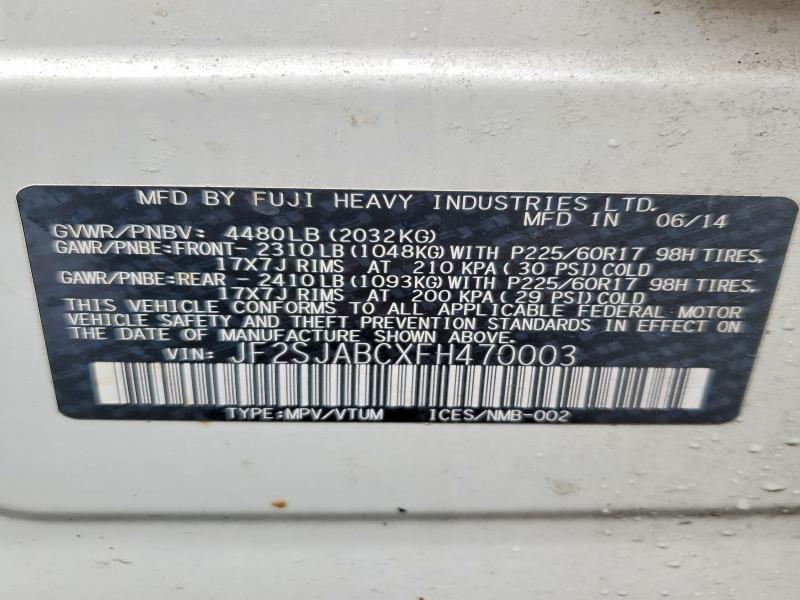 45999476 :رقم المزاد ، JF2SJABCXFH470003 vin ، 2015 Subaru Forester مزاد بيع