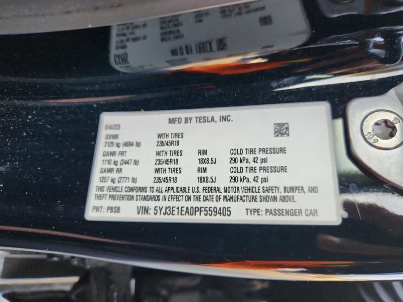 Aukcja sprzedaży 2023 Tesla Model 3, vin: 5YJ3E1EA0PF559405, numer aukcji: 47130986