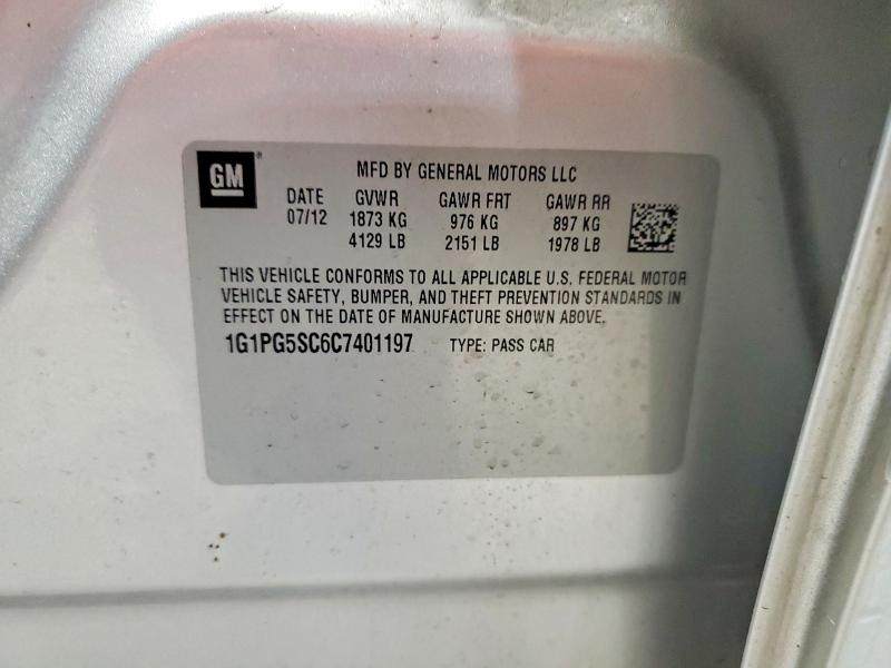 Продажа на аукционе авто 2012 Chevrolet Cruze, vin: 1G1PG5SC6C7401197, номер лота: 41794166