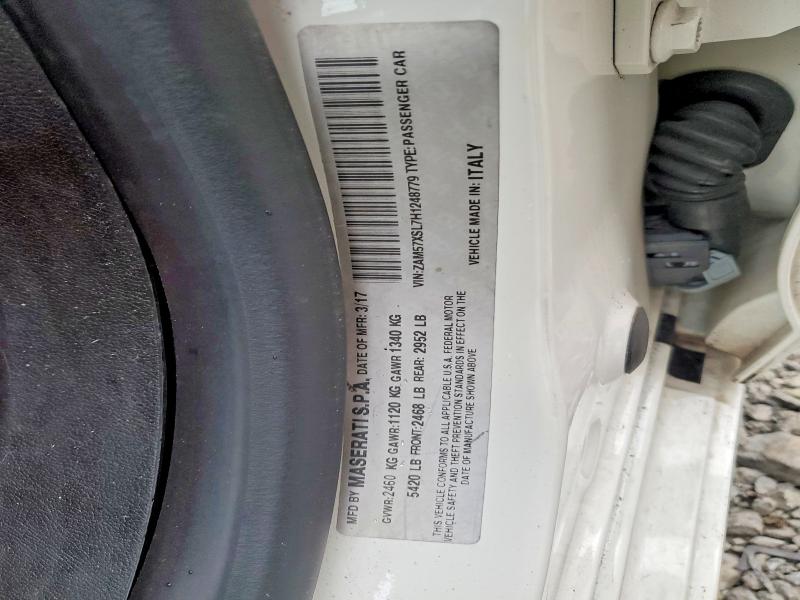 Продажа на аукционе авто 2017 Maserati Ghibli, vin: ZAM57XSL7H1248779, номер лота: 47794886