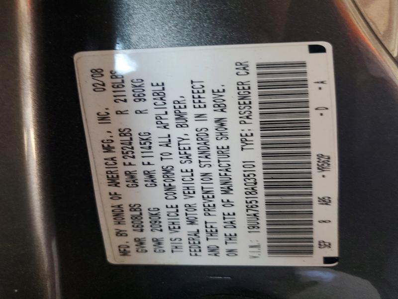 47278836 :رقم المزاد ، 19UUA76518A035101 vin ، 2008 Acura Tl مزاد بيع