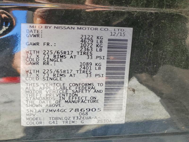 45931686 :رقم المزاد ، 5N1AT2MV4GC786905 vin ، 2016 Nissan Rogue مزاد بيع