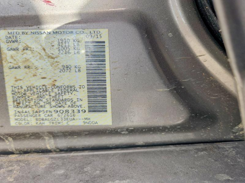 2015 Nissan Altima მანქანა იყიდება აუქციონზე, vin: 1N4AL3AP5FN908339, აუქციონის ნომერი: 79928545