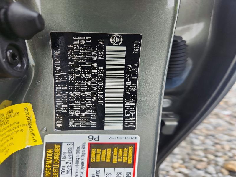 Aukcja sprzedaży 2012 Toyota Camry, vin: 4T1BF1FK6CU162049, numer aukcji: 79758235