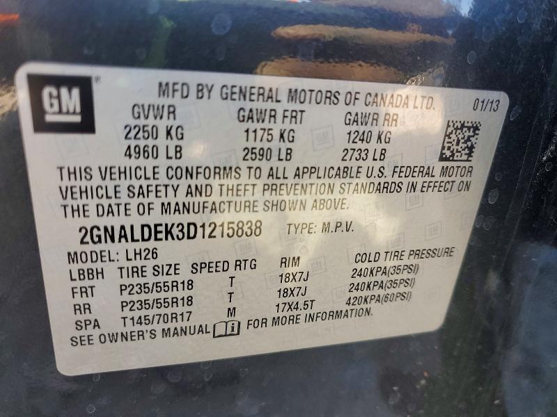 Продажа на аукционе авто 2013 Chevrolet Equinox, vin: 2GNALDEK3D1215838, номер лота: 46845856
