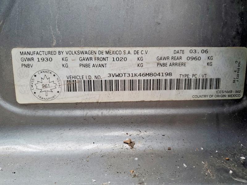 Продаж на аукціоні авто 2006 Volkswagen Jetta, vin: 3VWDT31K46M804198, номер лоту: 46722566