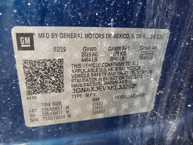 2019 Chevrolet Equinox მანქანა იყიდება აუქციონზე, vin: 3GNAXJEVXKL332535, აუქციონის ნომერი: 47382716