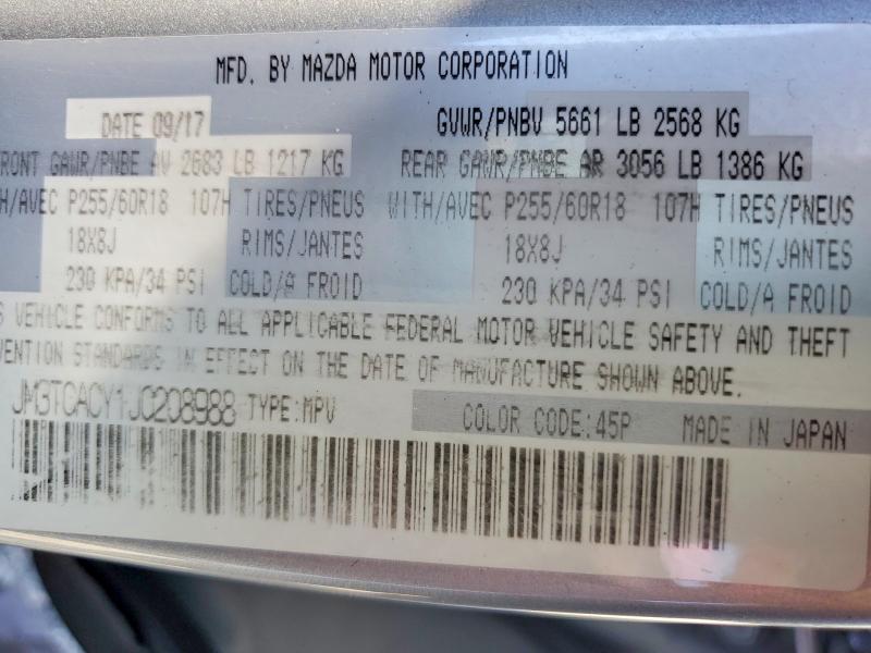 46165606 :رقم المزاد ، JM3TCACY1J0208988 vin ، 2018 Mazda Cx-9 مزاد بيع