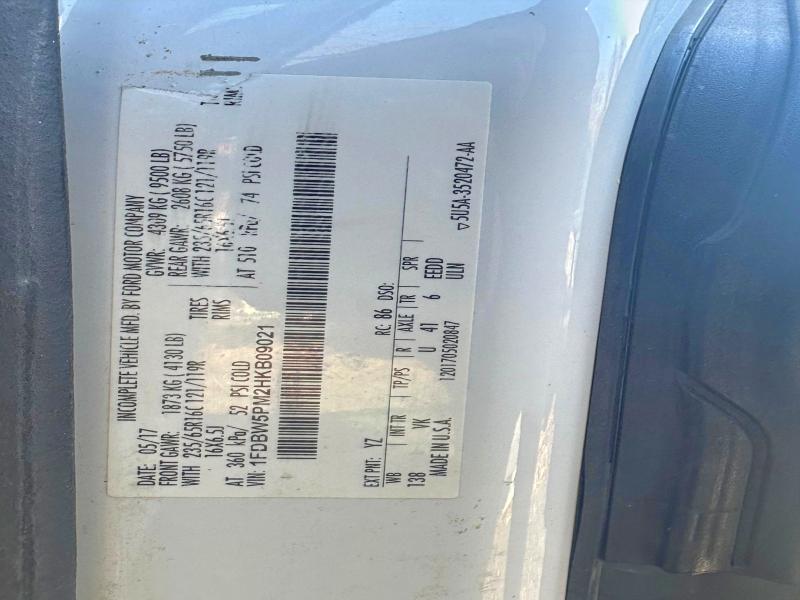 47505536 :رقم المزاد ، 1FDBW5PM2HKB09021 vin ، 2017 Ford Transit مزاد بيع