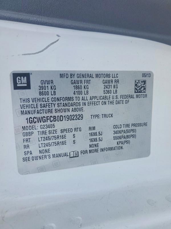 Aukcja sprzedaży 2013 Chev Express 2500, vin: 1GCWGFCB0D1902329, numer aukcji: 45493456