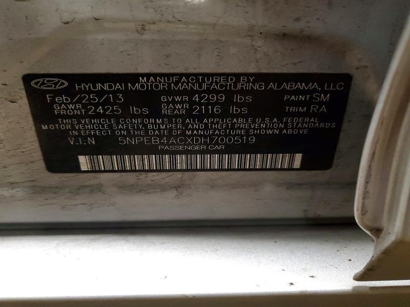 Aukcja sprzedaży 2013 Hyundai Sonata, vin: 5NPEB4ACXDH700519, numer aukcji: 47454126