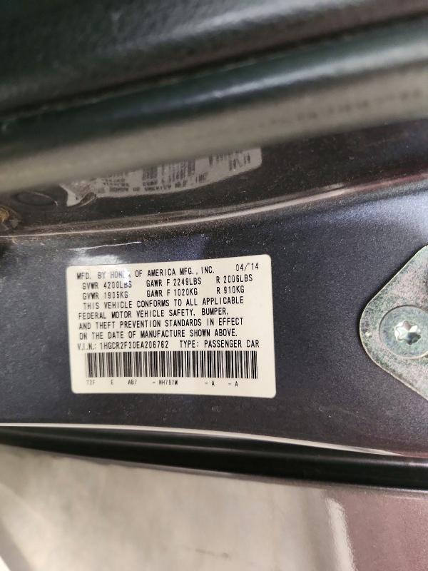 46988806 :رقم المزاد ، 1HGCR2F30EA206762 vin ، 2014 Honda Accord مزاد بيع