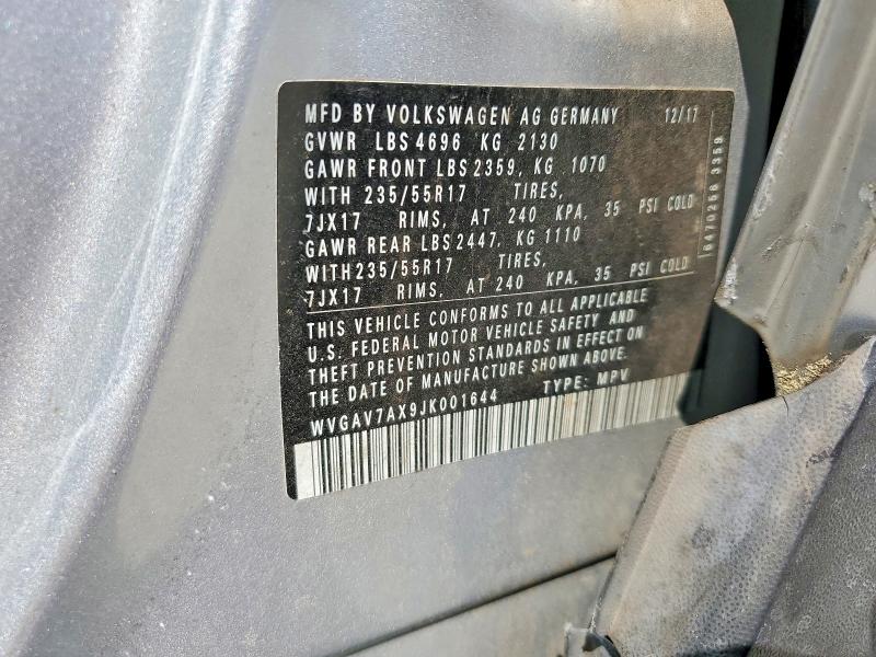 Aukcja sprzedaży 2018 Volkswagen Tiguan Limited, vin: WVGAV7AX9JK001644, numer aukcji: 46851256