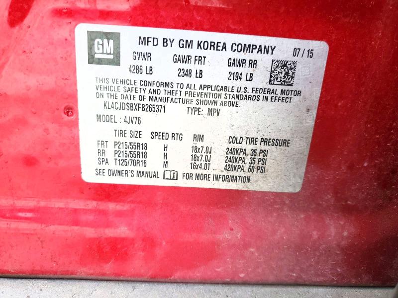 79842995 :رقم المزاد ، KL4CJDSBXFB265371 vin ، 2015 Buick Encore مزاد بيع