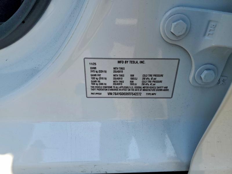 Aukcja sprzedaży 2026 Tesla Model Y, vin: 7SAYGDED9TF542272, numer aukcji: 41647796