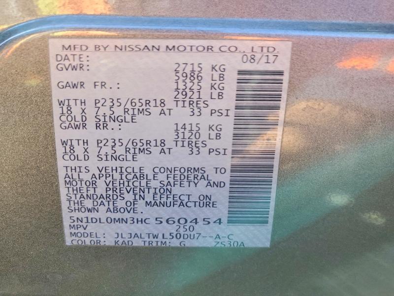 Aukcja sprzedaży 2017 Infiniti Qx60, vin: 5N1DL0MN3HC560454, numer aukcji: 46057946