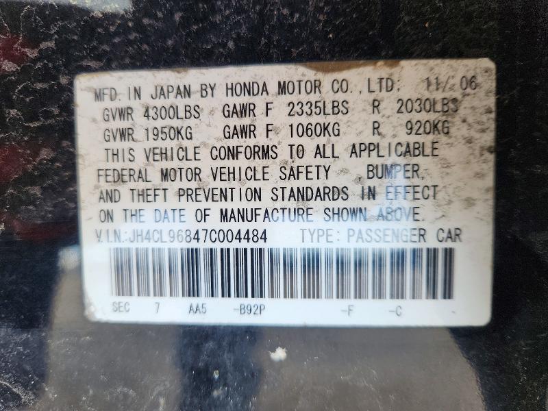 Продаж на аукціоні авто 2007 Acura Tsx, vin: JH4CL96847C004484, номер лоту: 79056455