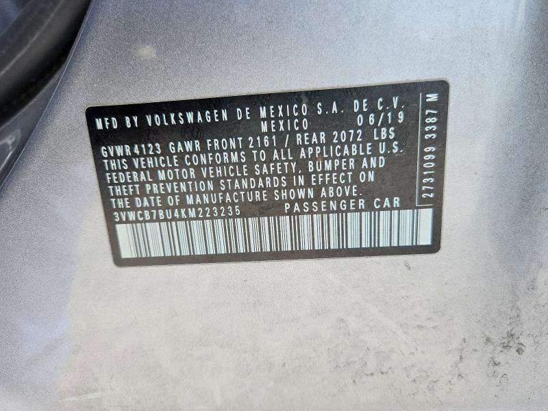 Aukcja sprzedaży 2019 Volkswagen Jetta, vin: 3VWCB7BU4KM223235, numer aukcji: 48317576