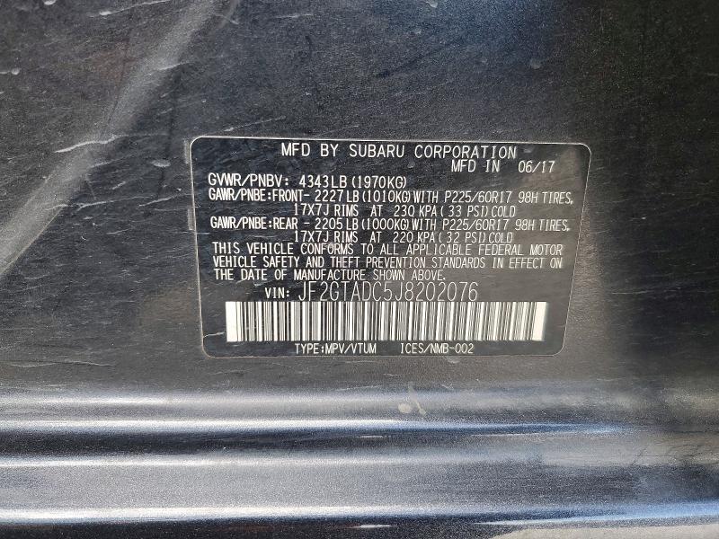 2018 Subaru Crosstrek მანქანა იყიდება აუქციონზე, vin: JF2GTADC5J8202076, აუქციონის ნომერი: 79944725