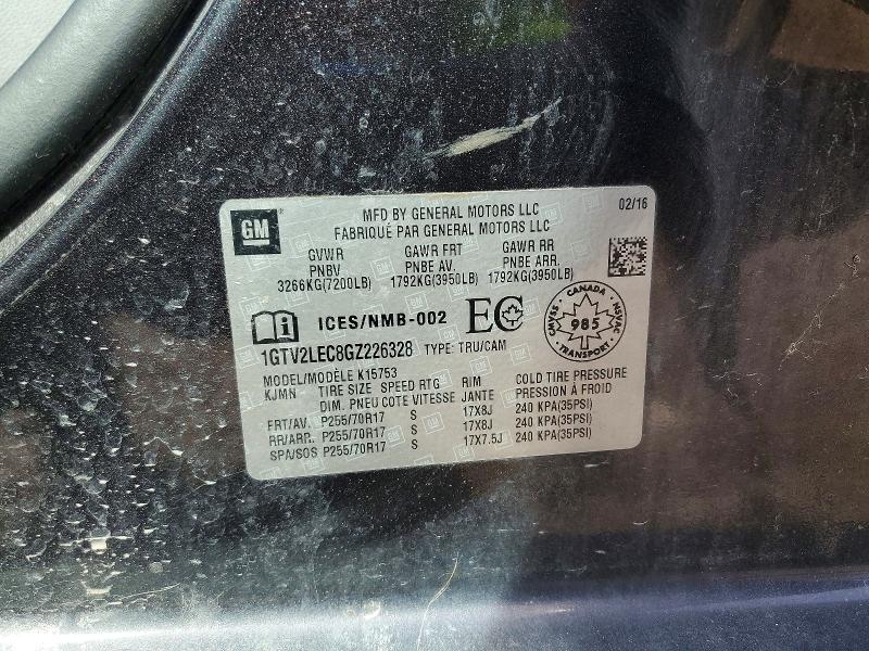 2016 Gmc Sierra მანქანა იყიდება აუქციონზე, vin: 1GTV2LEC8GZ226328, აუქციონის ნომერი: 47221436