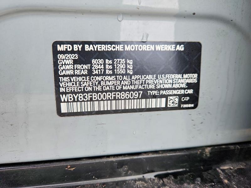 Aukcja sprzedaży 2024 Bmw I4, vin: WBY83FB00RFR86097, numer aukcji: 79470135