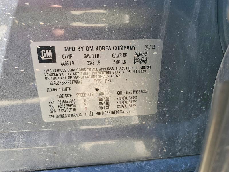Продаж на аукціоні авто 2015 Buick Encore, vin: KL4CJFSB2FB176647, номер лоту: 46883186