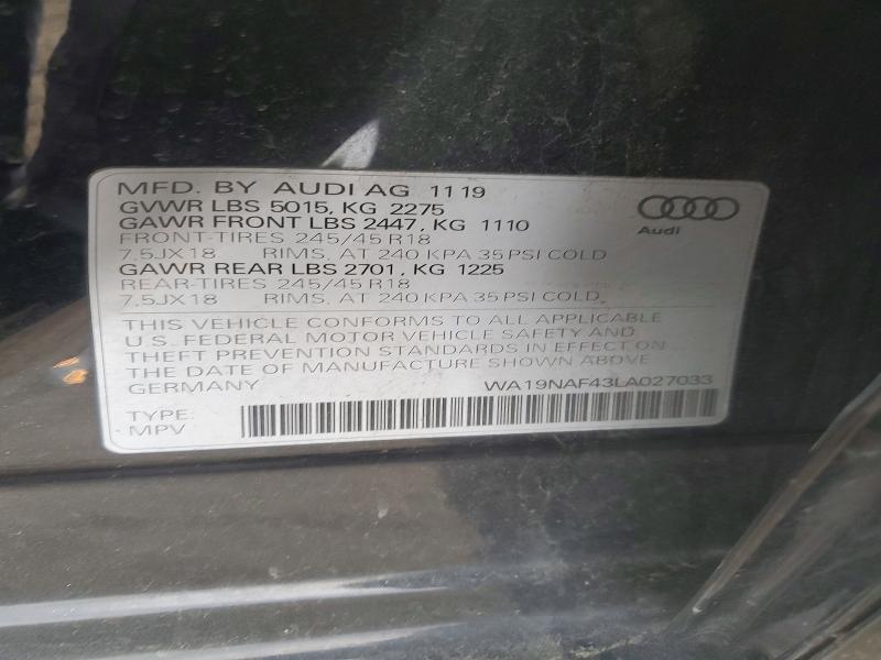 Продаж на аукціоні авто 2020 Audi A4, vin: WA19NAF43LA027033, номер лоту: 47084696