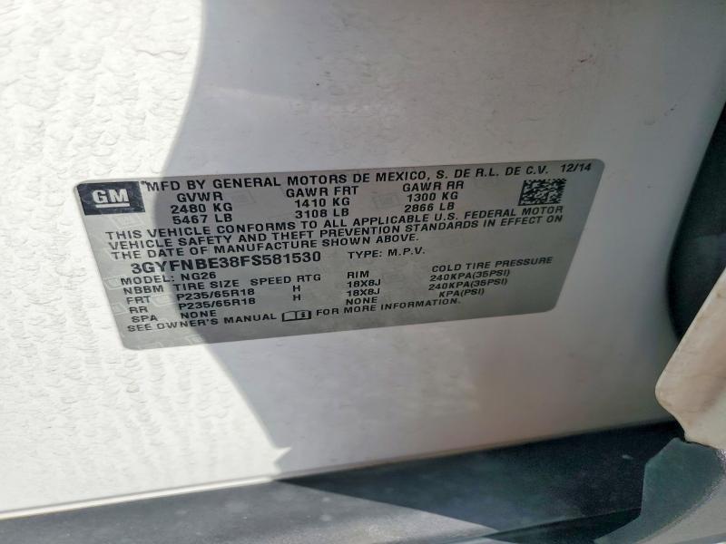 Продажа на аукционе авто 2015 Cadillac Srx, vin: 3GYFNBE38FS581530, номер лота: 41903416